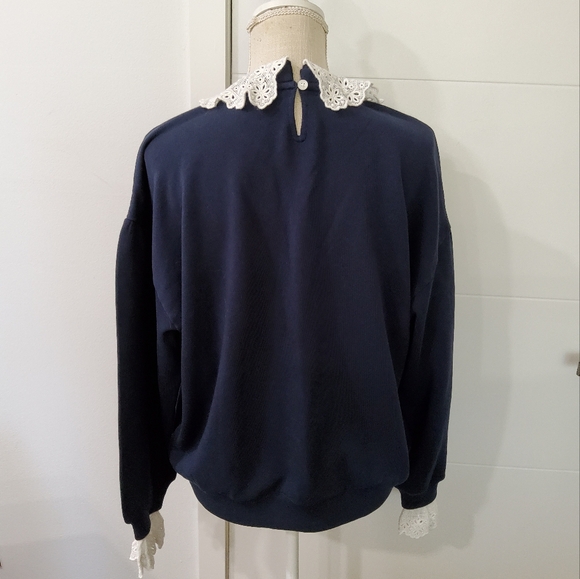 J.Crew Lace Collar Sweatshirt Size XL - Picture 7 of 11